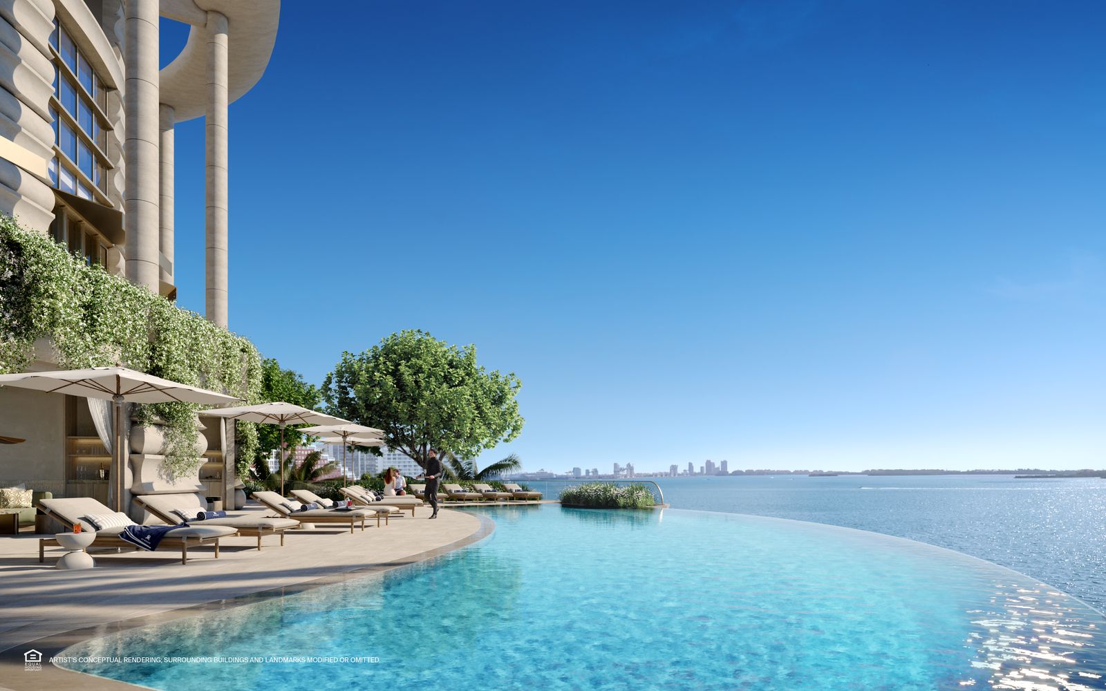 Bayfront pool deck at St. Regis Residences Miami